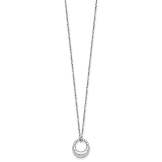 Leslie's Sterling Silver RH-plated Fancy Open Circle w/2in ext. Necklace