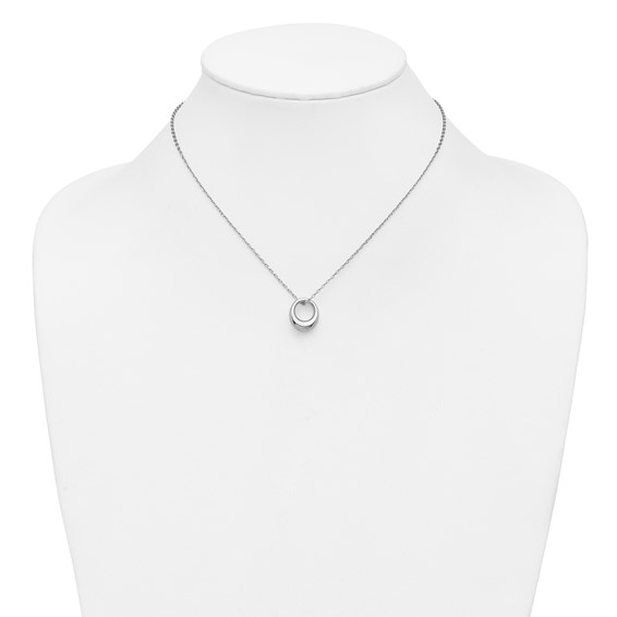 Leslie's Sterling Silver RH-plated Fancy Open Circle w/2in ext. Necklace