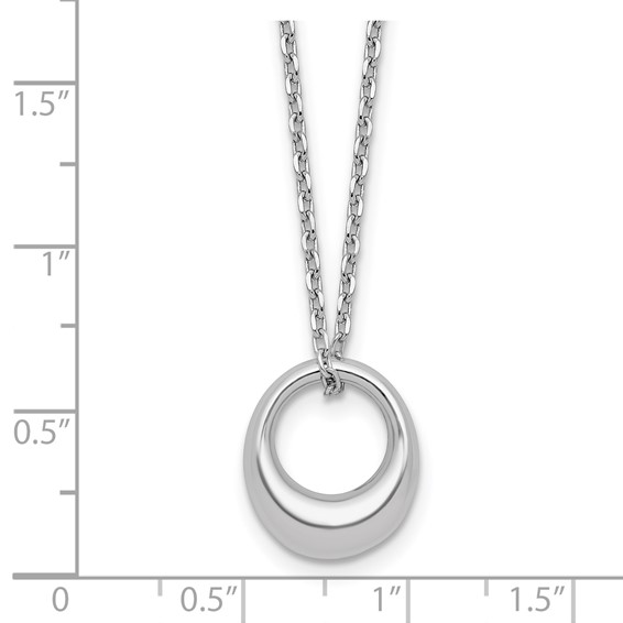 Leslie's Sterling Silver RH-plated Fancy Open Circle w/2in ext. Necklace