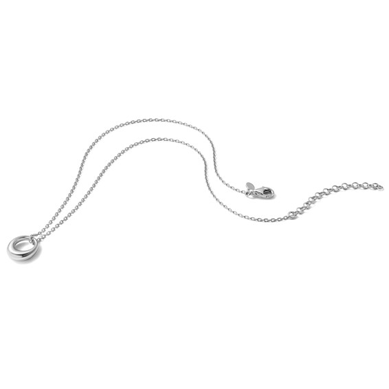 Leslie's Sterling Silver RH-plated Fancy Open Circle w/2in ext. Necklace