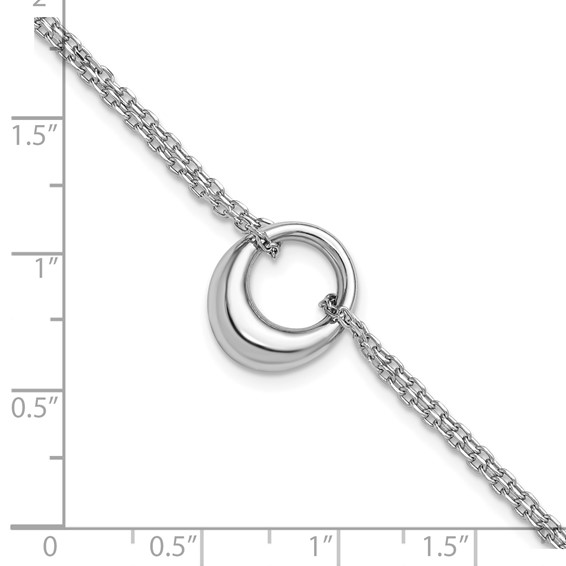 Leslie's Sterling Silver RH-plated Open Circle 2-Strand w/1in ext. Bracelet