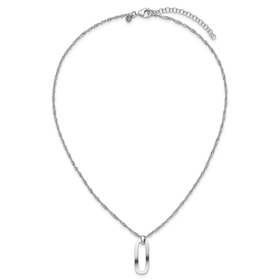 Leslie's Sterling Silver RH-plated Oval Accent w/2in ext. Necklace