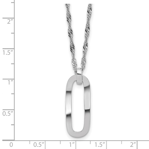 Leslie's Sterling Silver RH-plated Oval Accent w/2in ext. Necklace