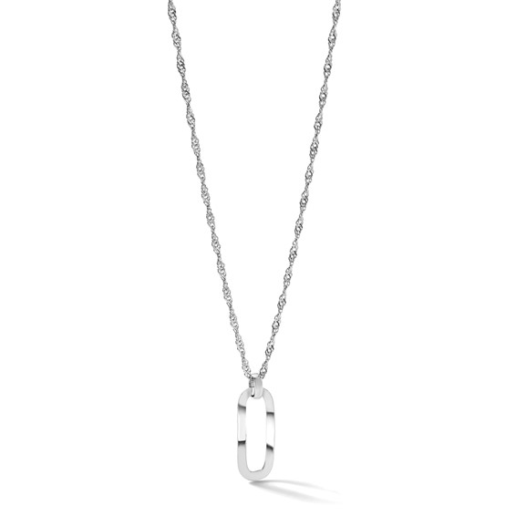 Leslie's Sterling Silver RH-plated Oval Accent w/2in ext. Necklace