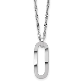 Leslie's Sterling Silver RH-plated Oval Accent w/2in ext. Necklace