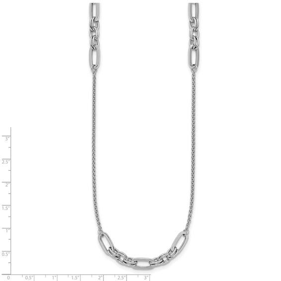 Leslie's Sterling Silver RH-plated Fancy Oval Station Links Necklace