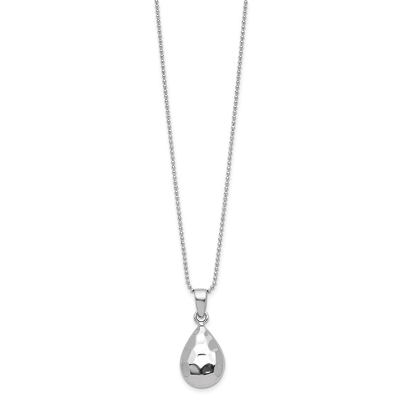 Leslie's Sterling Silver RH-plated Hammered Pendant Necklace