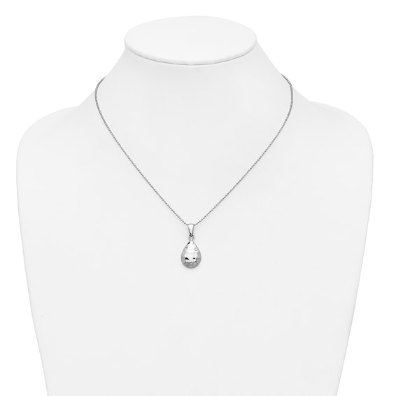 Leslie's Sterling Silver RH-plated Hammered Pendant Necklace