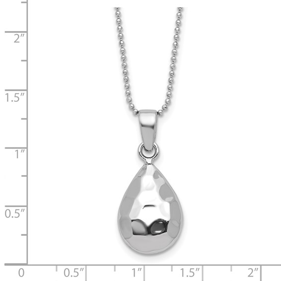 Leslie's Sterling Silver RH-plated Hammered Pendant Necklace