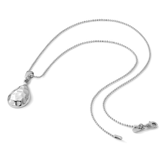 Leslie's Sterling Silver RH-plated Hammered Pendant Necklace