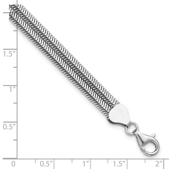 Leslie's Sterling Silver RH-Plated Pol. Fancy 2-strand w/1in ext. Bracelet