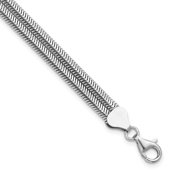 Leslie's Sterling Silver RH-Plated Pol. Fancy 2-strand w/1in ext. Bracelet