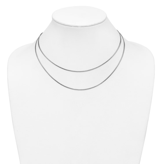 Leslie's Sterling Silver RH-Plated Pol. Fancy 2-strand w/2in ext. Necklace
