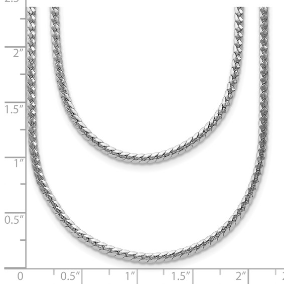 Leslie's Sterling Silver RH-Plated Pol. Fancy 2-strand w/2in ext. Necklace