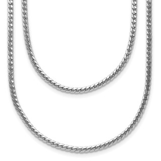 Leslie's Sterling Silver RH-Plated Pol. Fancy 2-strand w/2in ext. Necklace