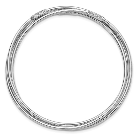 Leslie's Sterling Silver RH-pl Pol / Dia-cut 3 Intertwined Slip-on Bangle