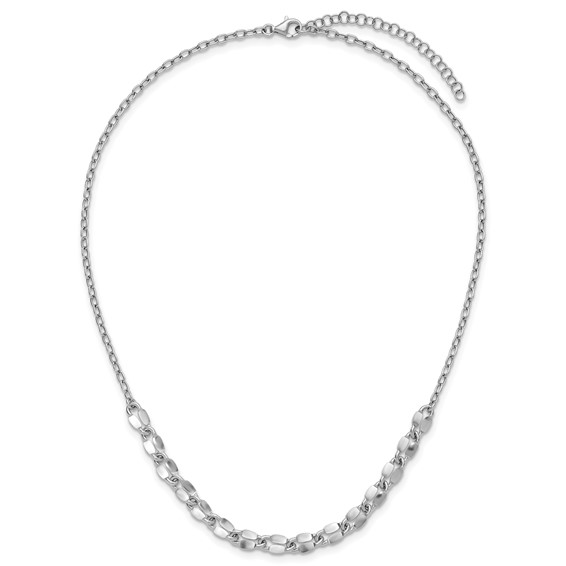 Leslie's Sterling Silver RH-plated Pol. Fancy Link w/2in ext. Necklace