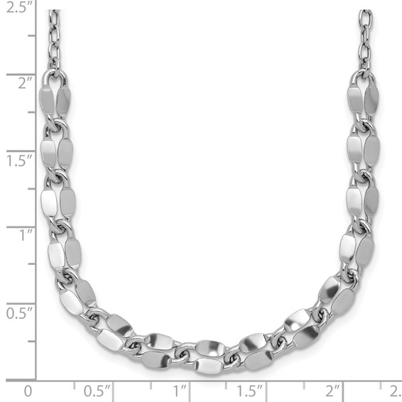 Leslie's Sterling Silver RH-plated Pol. Fancy Link w/2in ext. Necklace