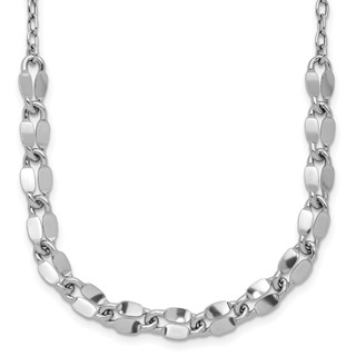 Leslie's Sterling Silver RH-plated Pol. Fancy Link w/2in ext. Necklace