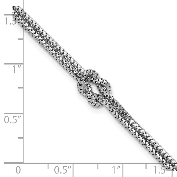 Leslie's Sterling Silver RH-plt Pol. 2-Strand Knot w/1in ext. Bracelet
