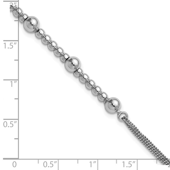 Leslie's Sterling Silver RH-plt Pol. 2-strand Beaded w/1in ext. Bracelet