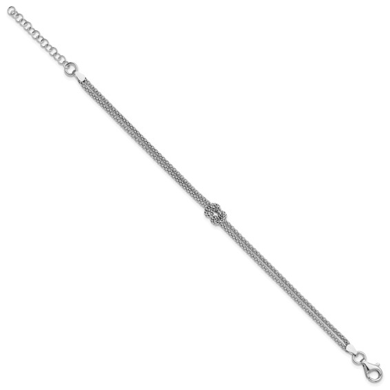 Leslie's Sterling Silver RH-plt Pol. 2-strand Knot w/1in ext. Bracelet