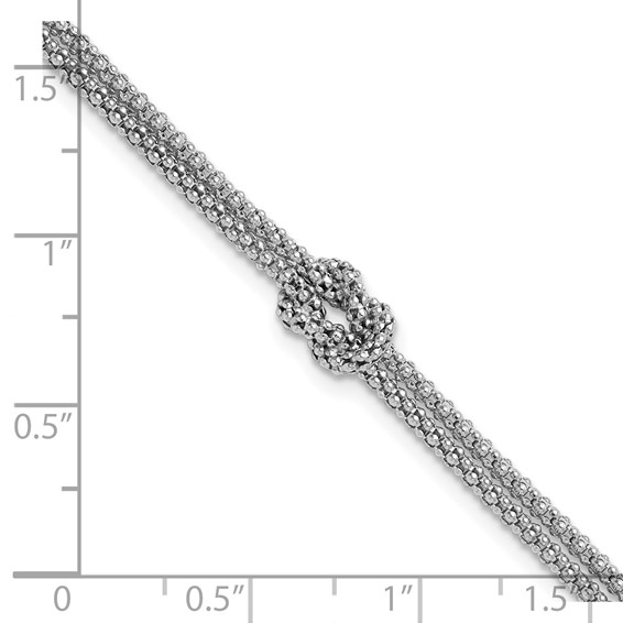 Leslie's Sterling Silver RH-plt Pol. 2-strand Knot w/1in ext. Bracelet