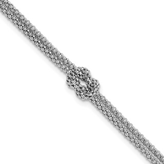 Leslie's Sterling Silver RH-plt Pol. 2-strand Knot w/1in ext. Bracelet