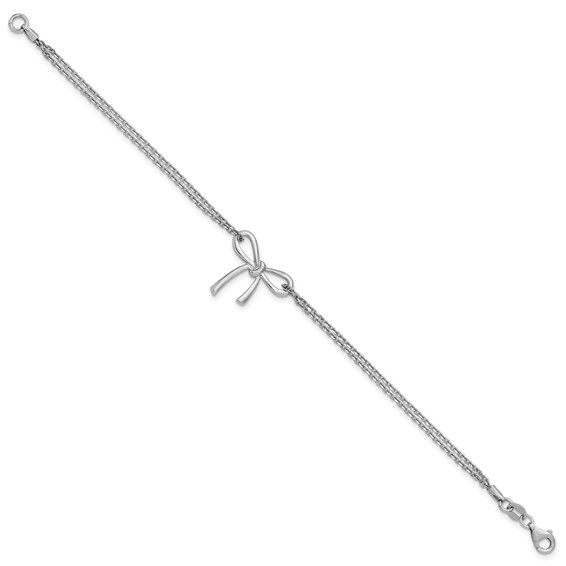 Leslie's Sterling Silver RH-plated Polished Two-strand Bow Bracelet