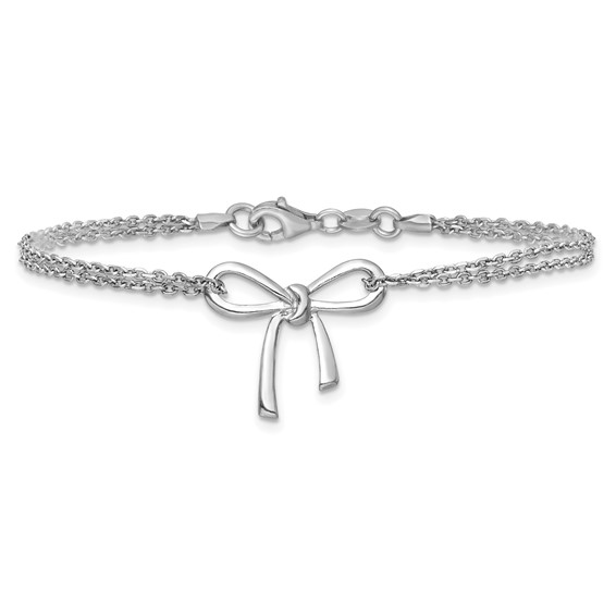 Leslie's Sterling Silver RH-plated Polished Two-strand Bow Bracelet