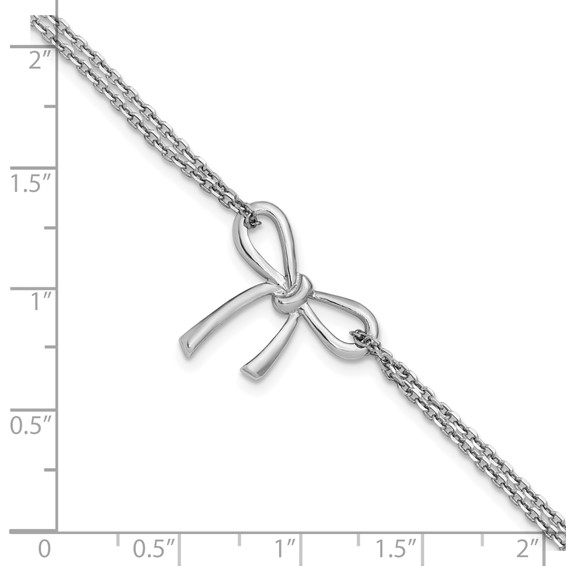 Leslie's Sterling Silver RH-plated Polished Two-strand Bow Bracelet