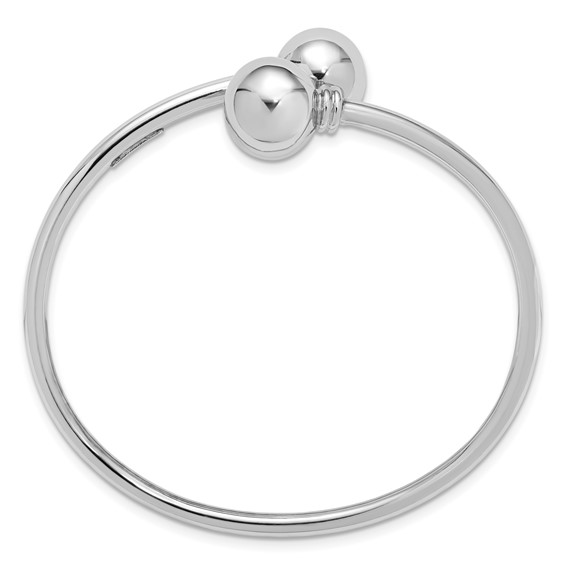 Leslie's Sterling Silver RH-plated Polished Ball Bypass Bangle