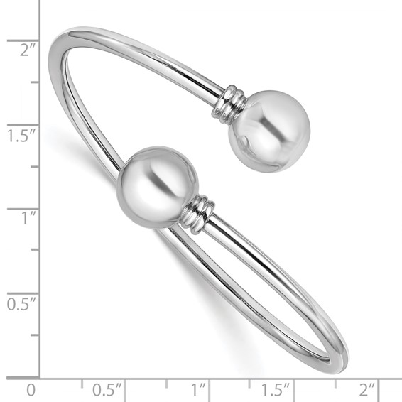 Leslie's Sterling Silver RH-plated Polished Ball Bypass Bangle