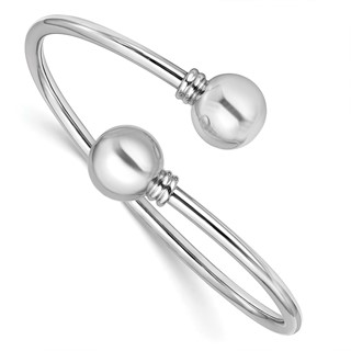 Leslie's Sterling Silver RH-plated Polished Ball Bypass Bangle