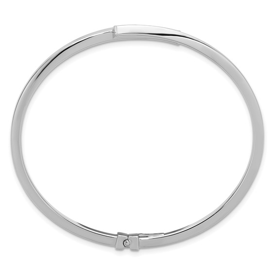 Leslie's Sterling Silver RH-plated Polished Bypass Hinged Cuff Bangle