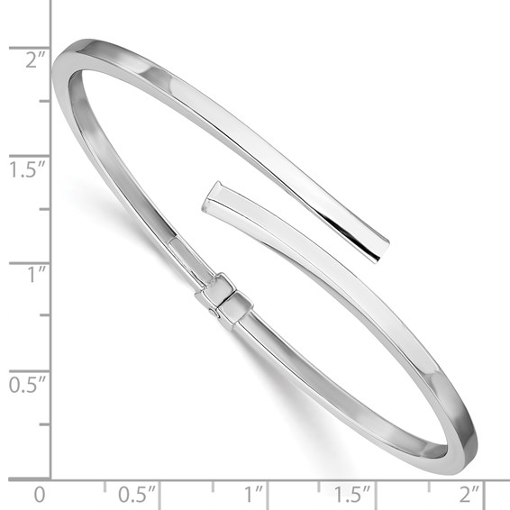Leslie's Sterling Silver RH-plated Polished Bypass Hinged Cuff Bangle