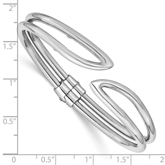 Leslie's Sterling Silver RH-plated Polished Hinged Bangle