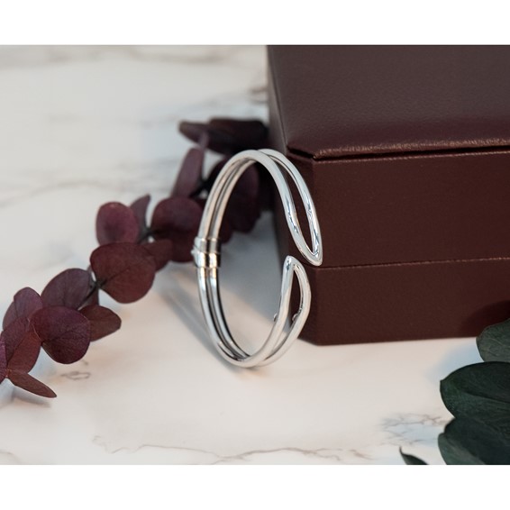 Leslie's Sterling Silver RH-plated Polished Hinged Bangle