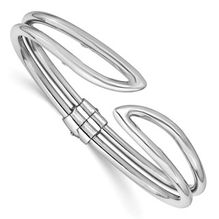 Leslie's Sterling Silver RH-plated Polished Hinged Bangle
