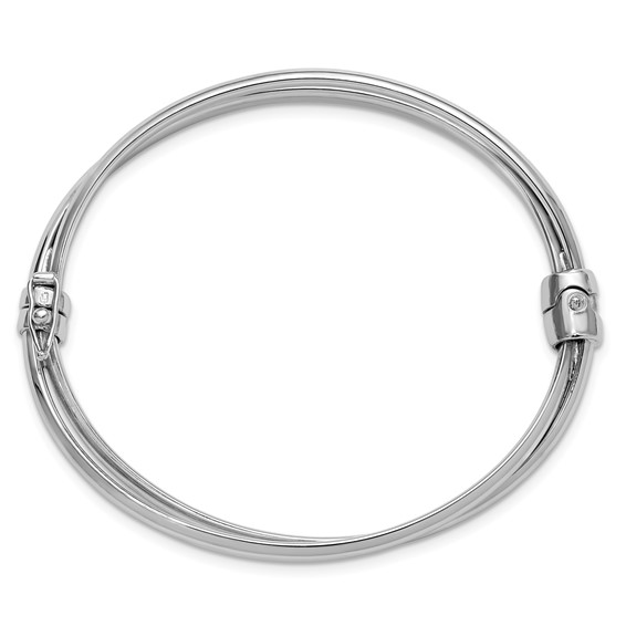 Leslie's Sterling Silver RH-plated Polished Twist Hinged Bangle