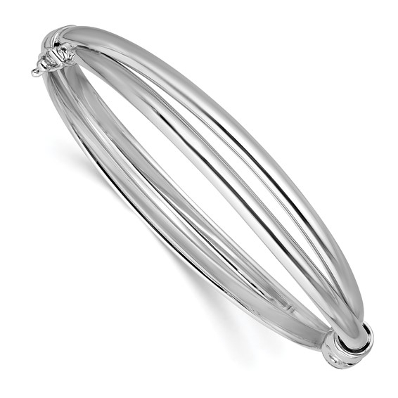 Leslie's Sterling Silver RH-plated Polished Twist Hinged Bangle