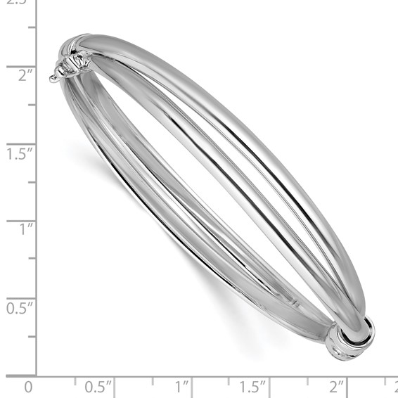 Leslie's Sterling Silver RH-plated Polished/Brushed Twist Hinged Bangle