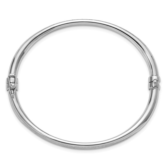 Leslie's Sterling Silver RH-plated Brushed and Polished Hinged Bangle