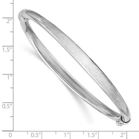 Leslie's Sterling Silver RH-plated Brushed and Polished Hinged Bangle