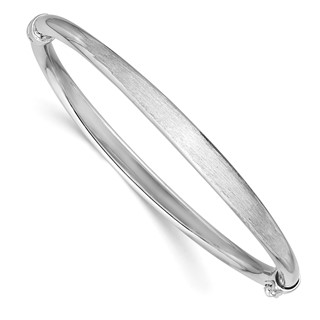 Leslie's Sterling Silver RH-plated Brushed and Polished Hinged Bangle
