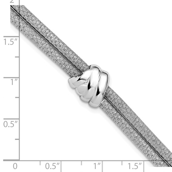 Leslie's SS Rh-plt Polished/Textured 2 Strand Wrapped Knot w/1in ext. Brace