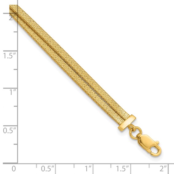 Leslie's Sterling Silver Gold-pl Satin/Textured 2-Strand w/1in ext. Bracele