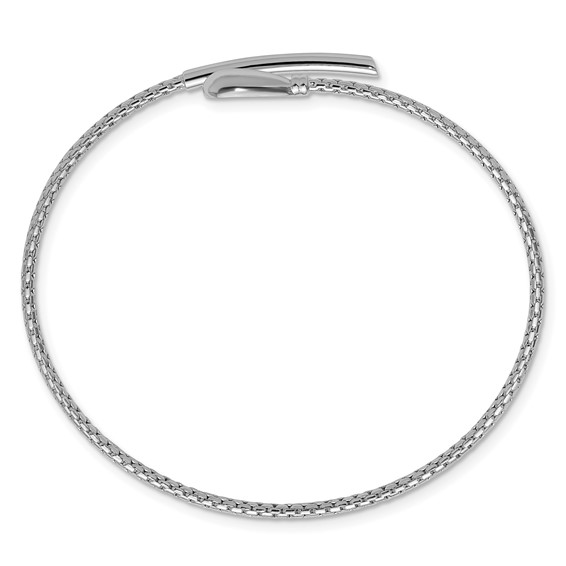 Leslie's Sterling Silver RH-plated Polished and Textured Bypass Flexible Cu