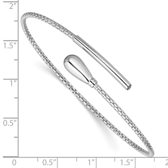 Leslie's Sterling Silver RH-plated Polished and Textured Bypass Flexible Cu