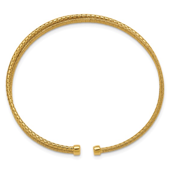 Leslie's Sterling Silver Gold-plated Polished/Satin/Textured Flexible Cuff